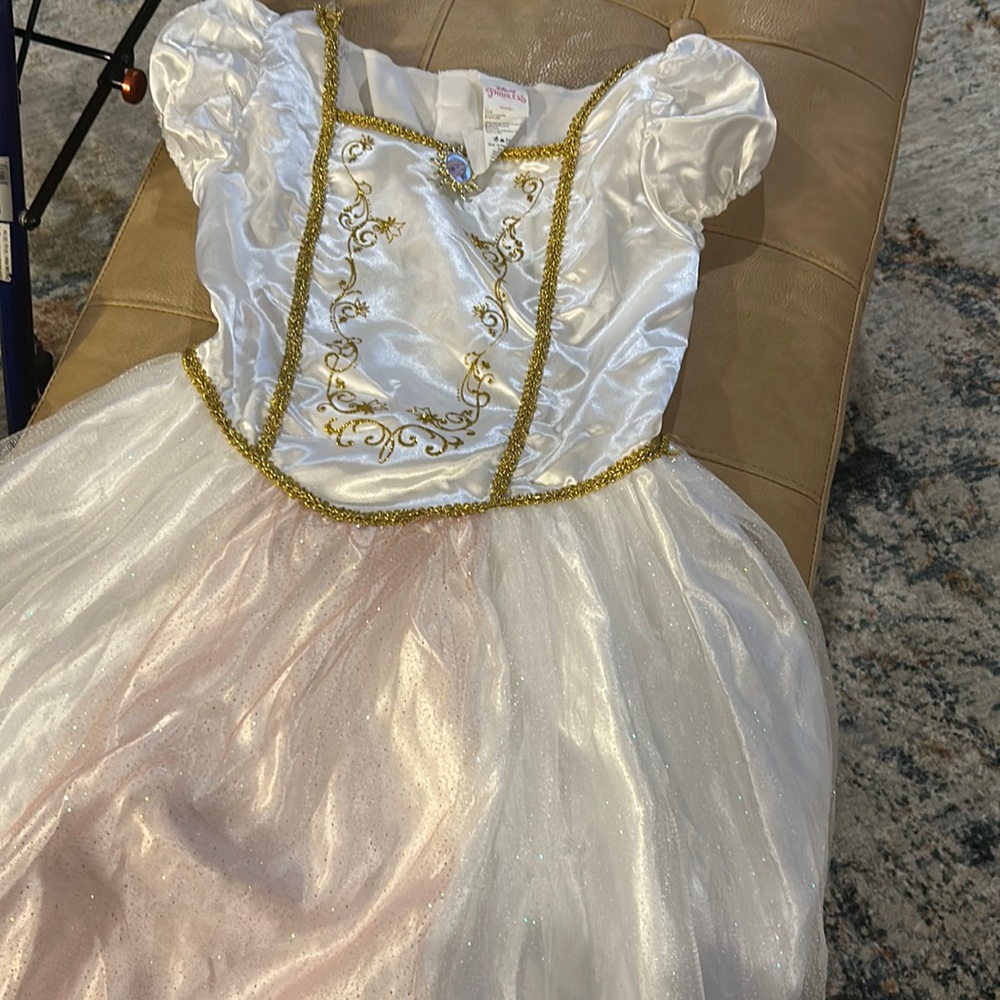 Disney’s Rapunzel wedding dress from the movie tangled white gold and pink